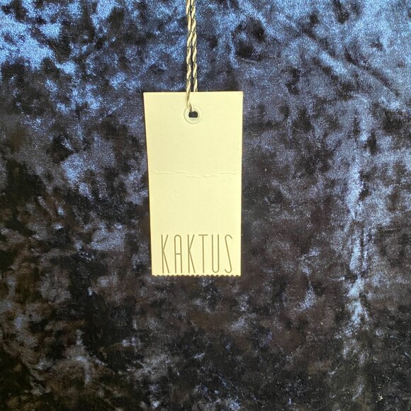 NWT Kaktus Crushed Velvet Ruffle Mini Dress Navy Blue Shift Dark Fairy Grunge-M - Picture 16 of 16